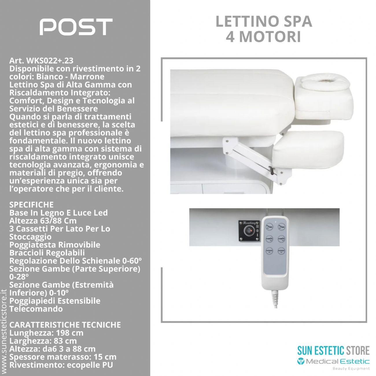 Post lettino massaggio Spa 4 motori