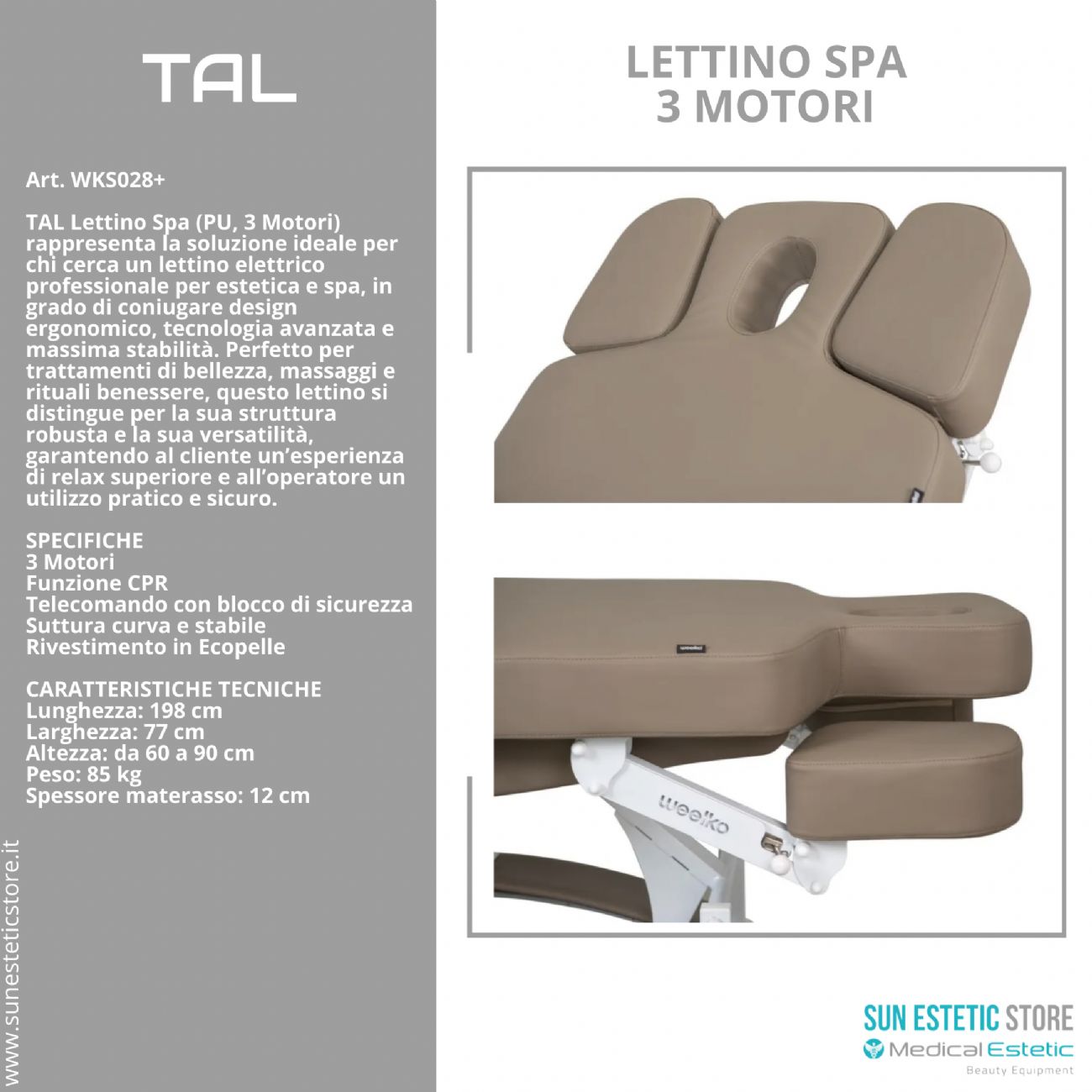 Tal lettino massaggio Spa 3 motori