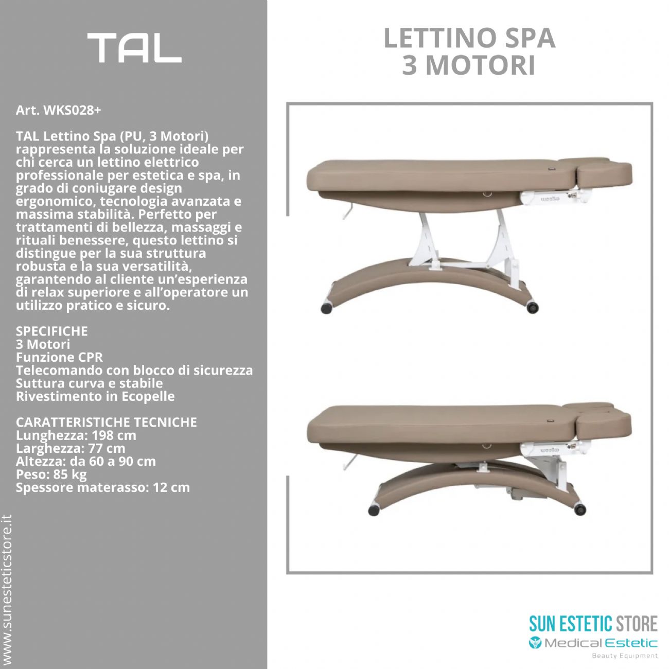 Tal lettino massaggio Spa 3 motori