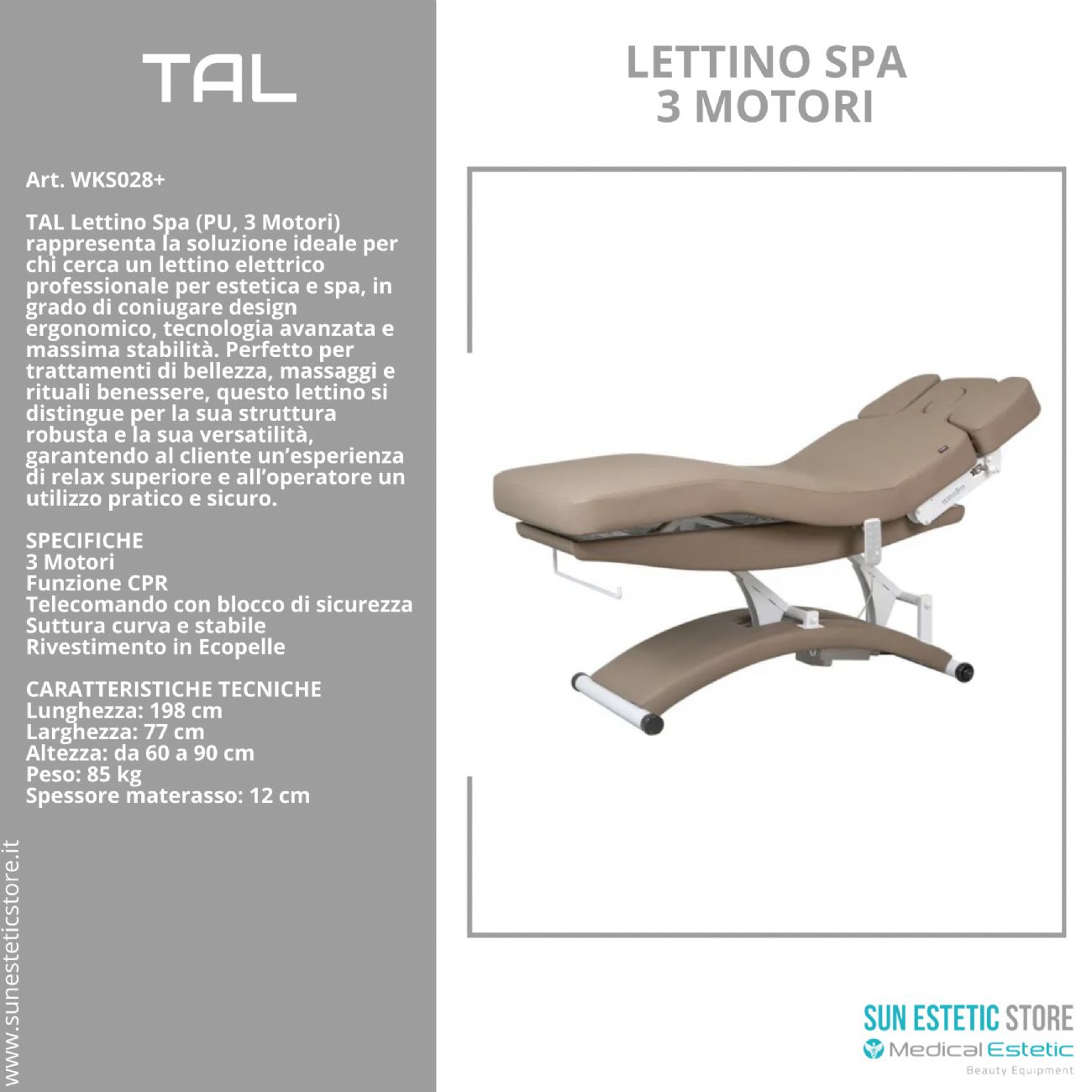 Tal lettino massaggio Spa 3 motori