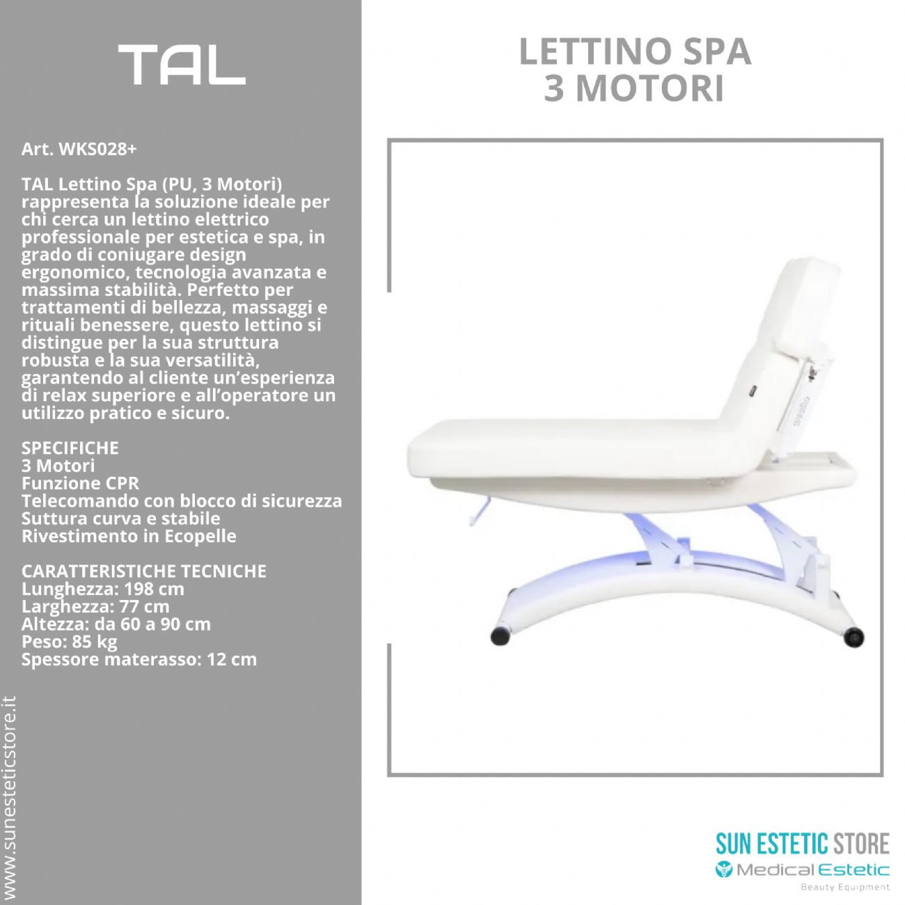 Tal lettino massaggio Spa 3 motori