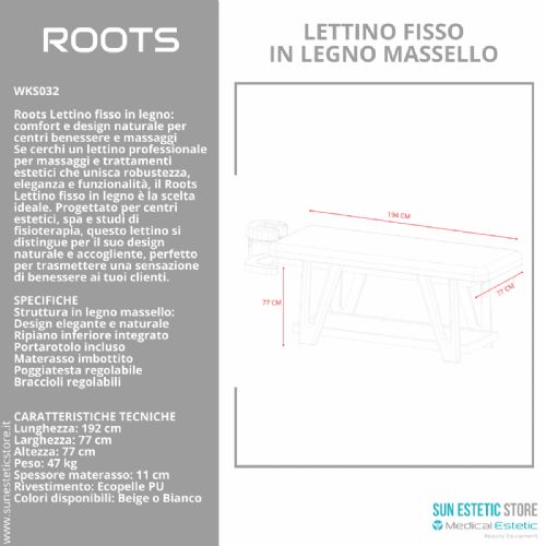 Roots lettino massaggio fisso in legno massello