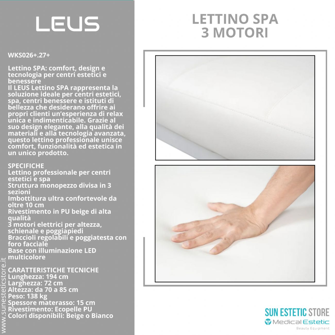 Leus lettino massaggio Spa 3 motori riscaldato