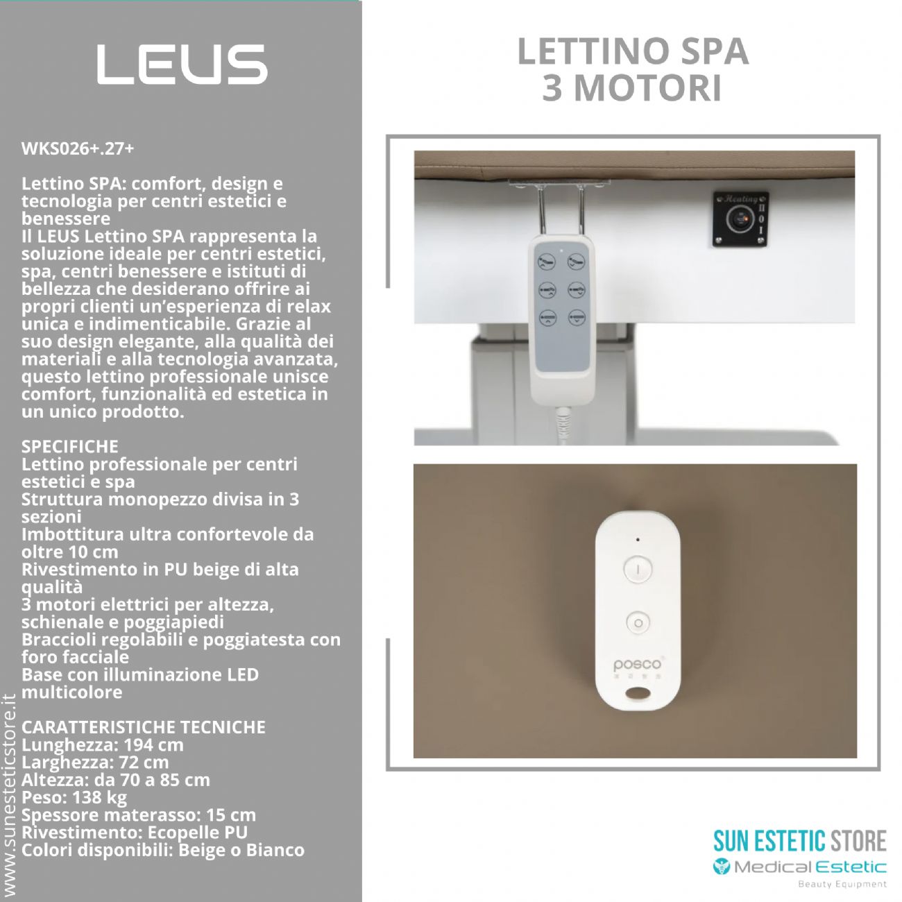 Leus lettino massaggio Spa 3 motori riscaldato
