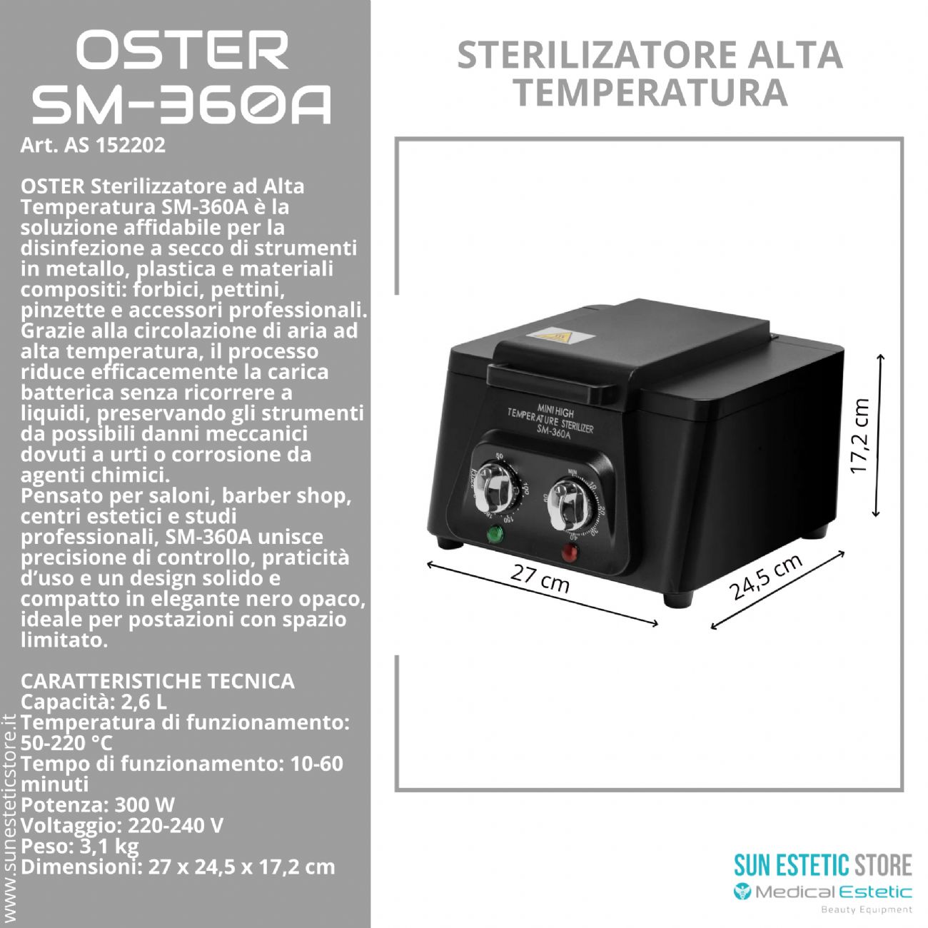 Oster SM-360A sterilizzatore ad alta temperatura