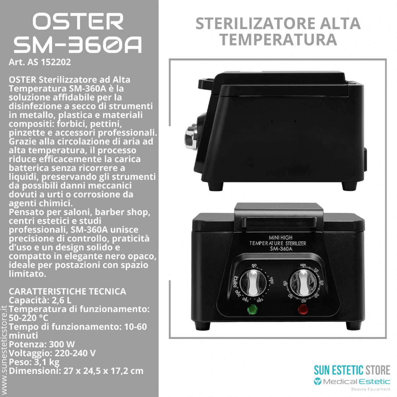 Oster SM-360A sterilizzatore ad alta temperatura