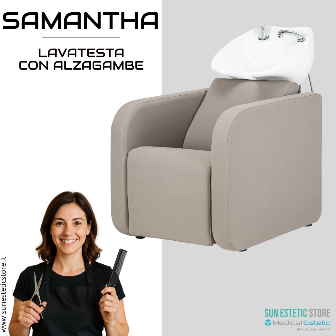 Samantaha lavaggio lavatesta con alzagambe elettrico