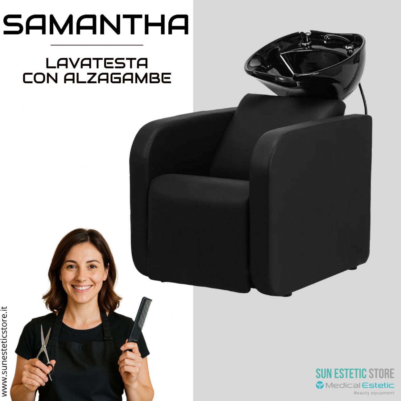 Samantaha lavaggio lavatesta con alzagambe elettrico