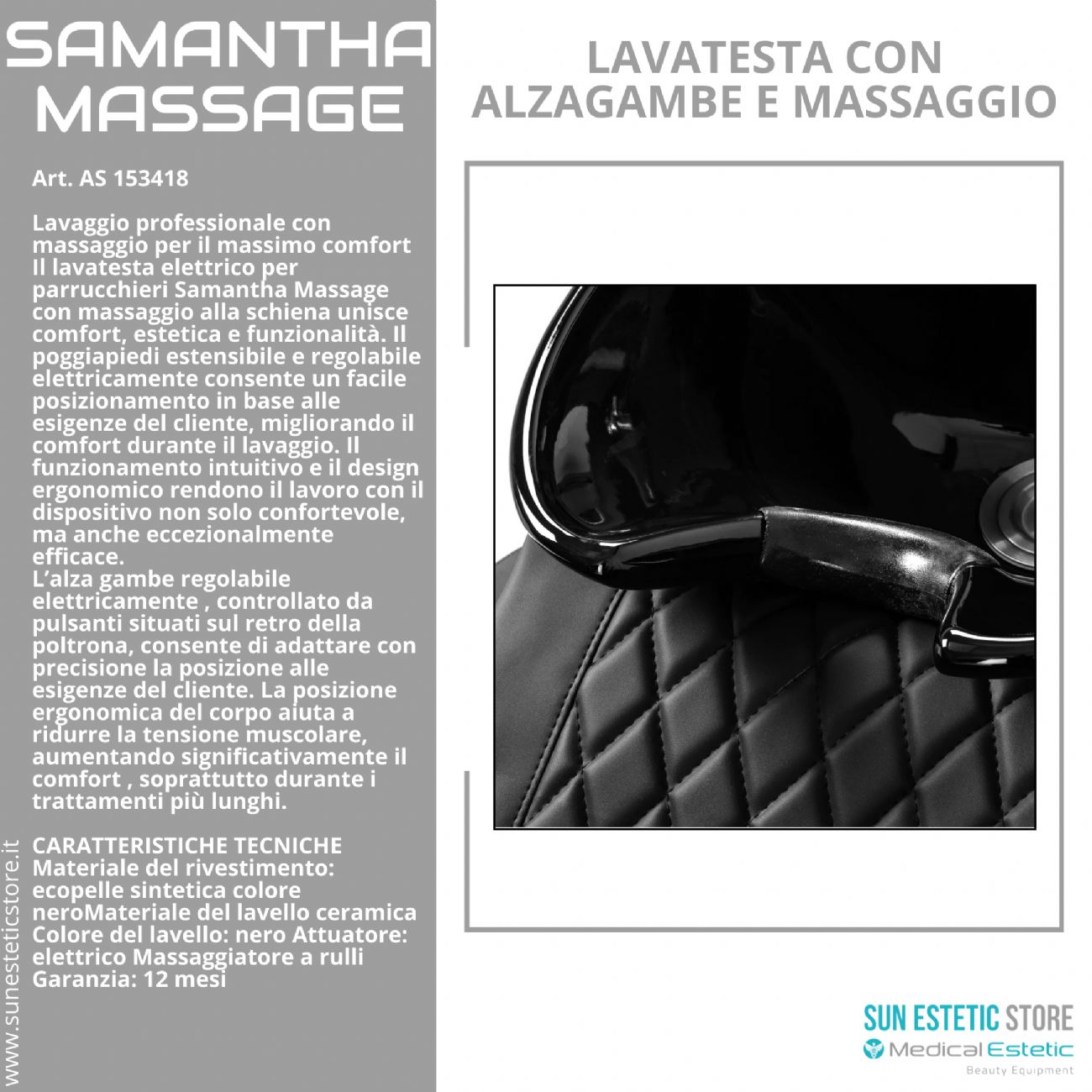 Samantha Massage lavatesta lavaggio con alzagambe e massaggio