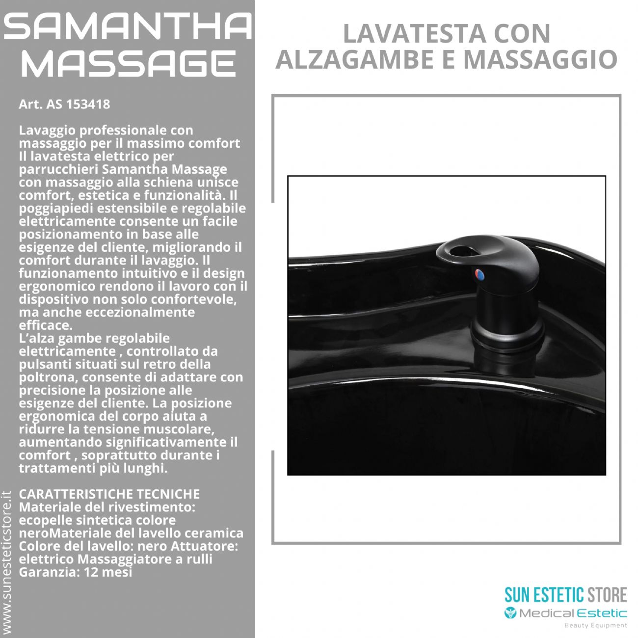 Samantha Massage lavatesta lavaggio con alzagambe e massaggio