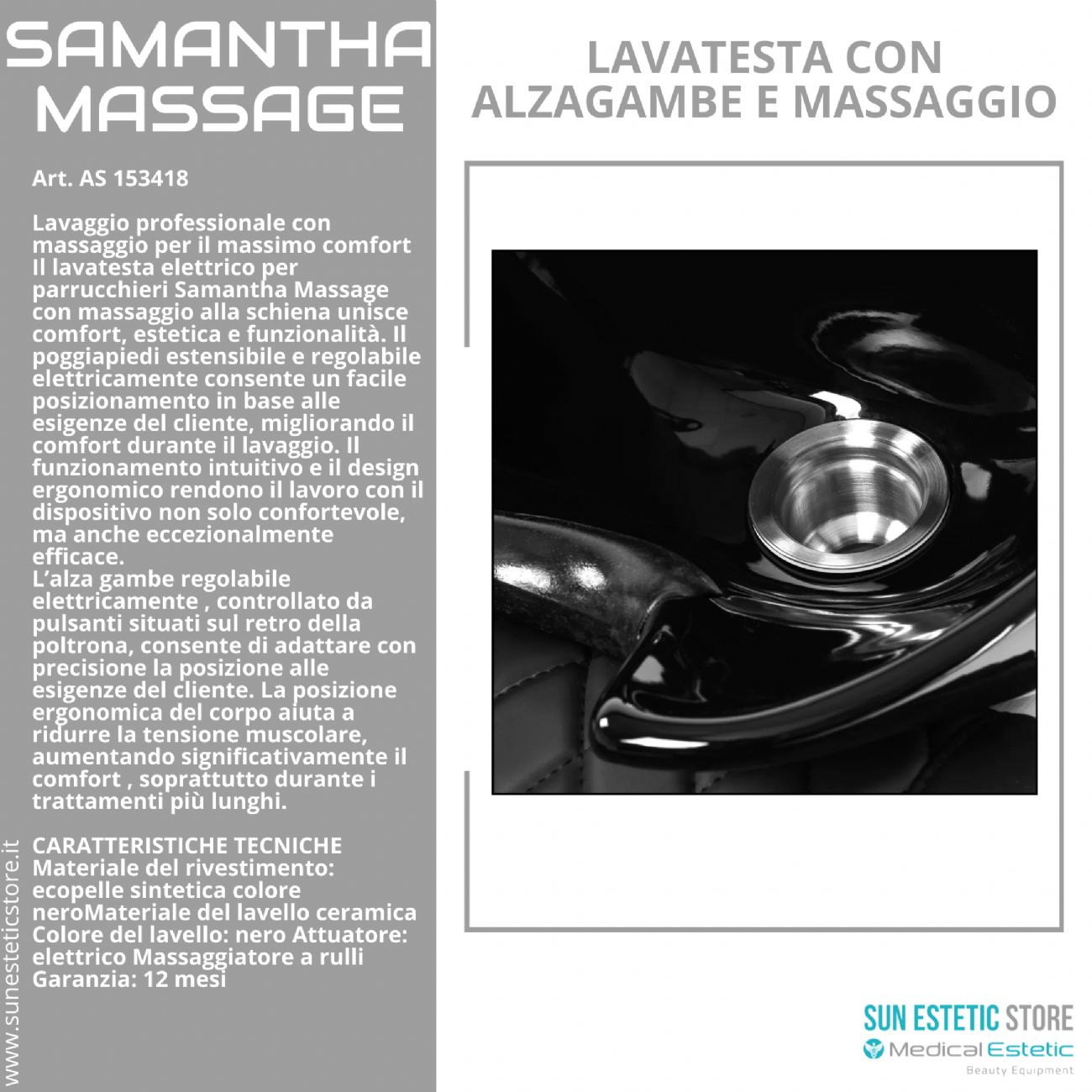 Samantha Massage lavatesta lavaggio con alzagambe e massaggio