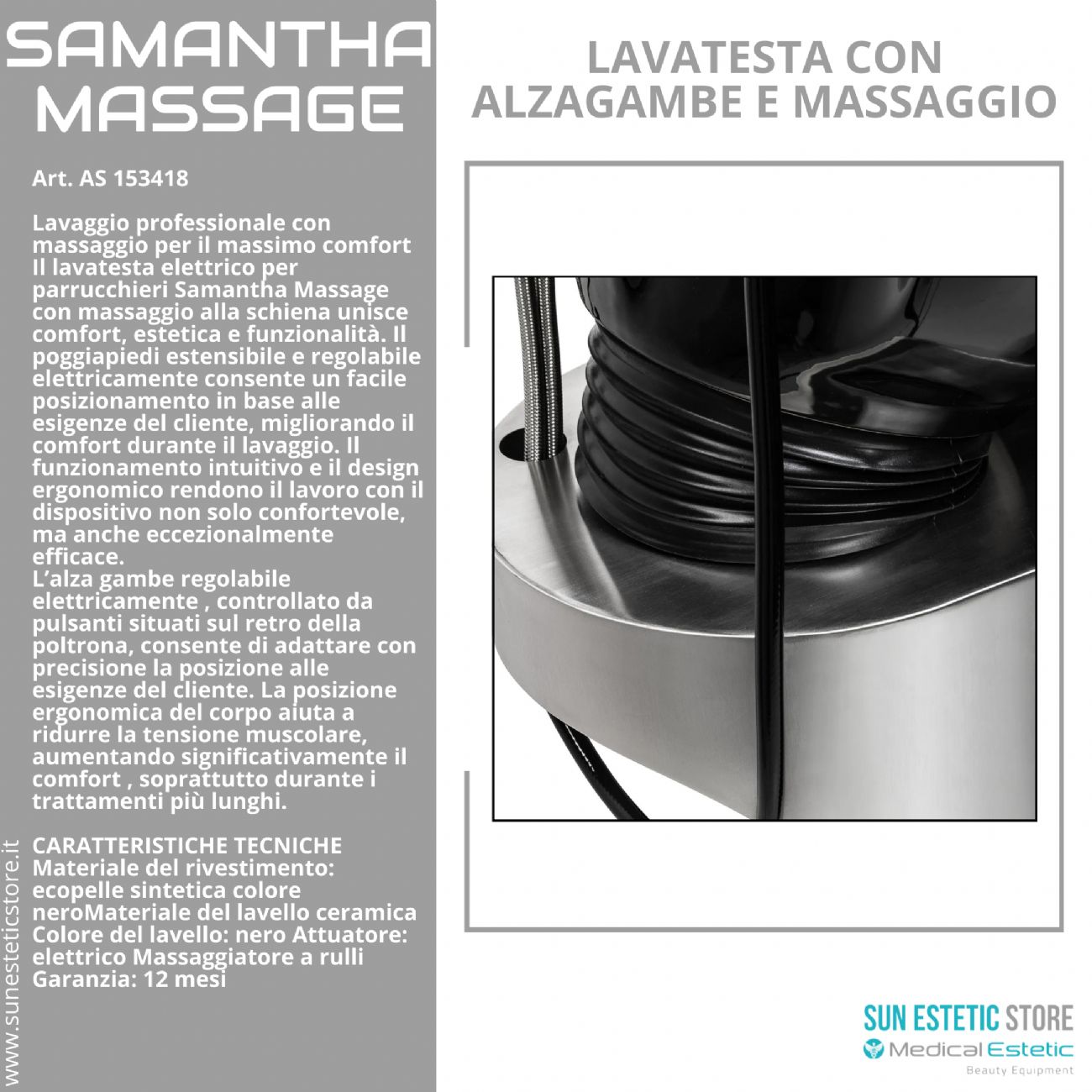 Samantha Massage lavatesta lavaggio con alzagambe e massaggio