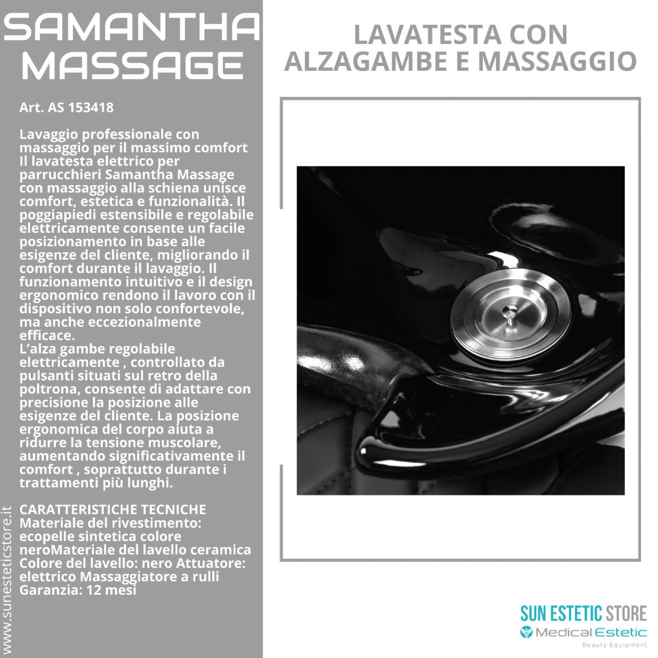 Samantha Massage lavatesta lavaggio con alzagambe e massaggio