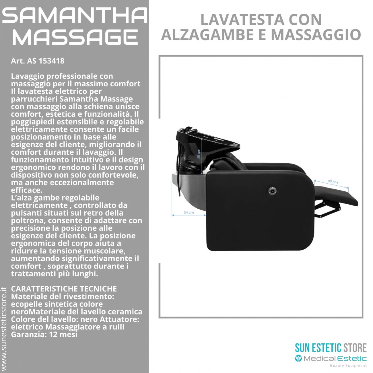 Samantha Massage lavatesta lavaggio con alzagambe e massaggio