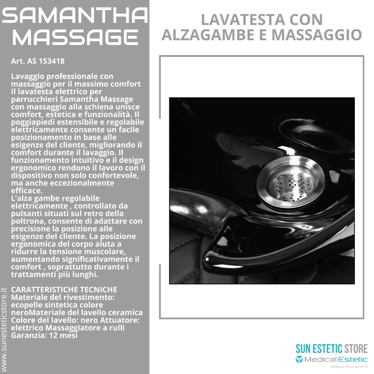 Samantha Massage lavatesta lavaggio con alzagambe e massaggio