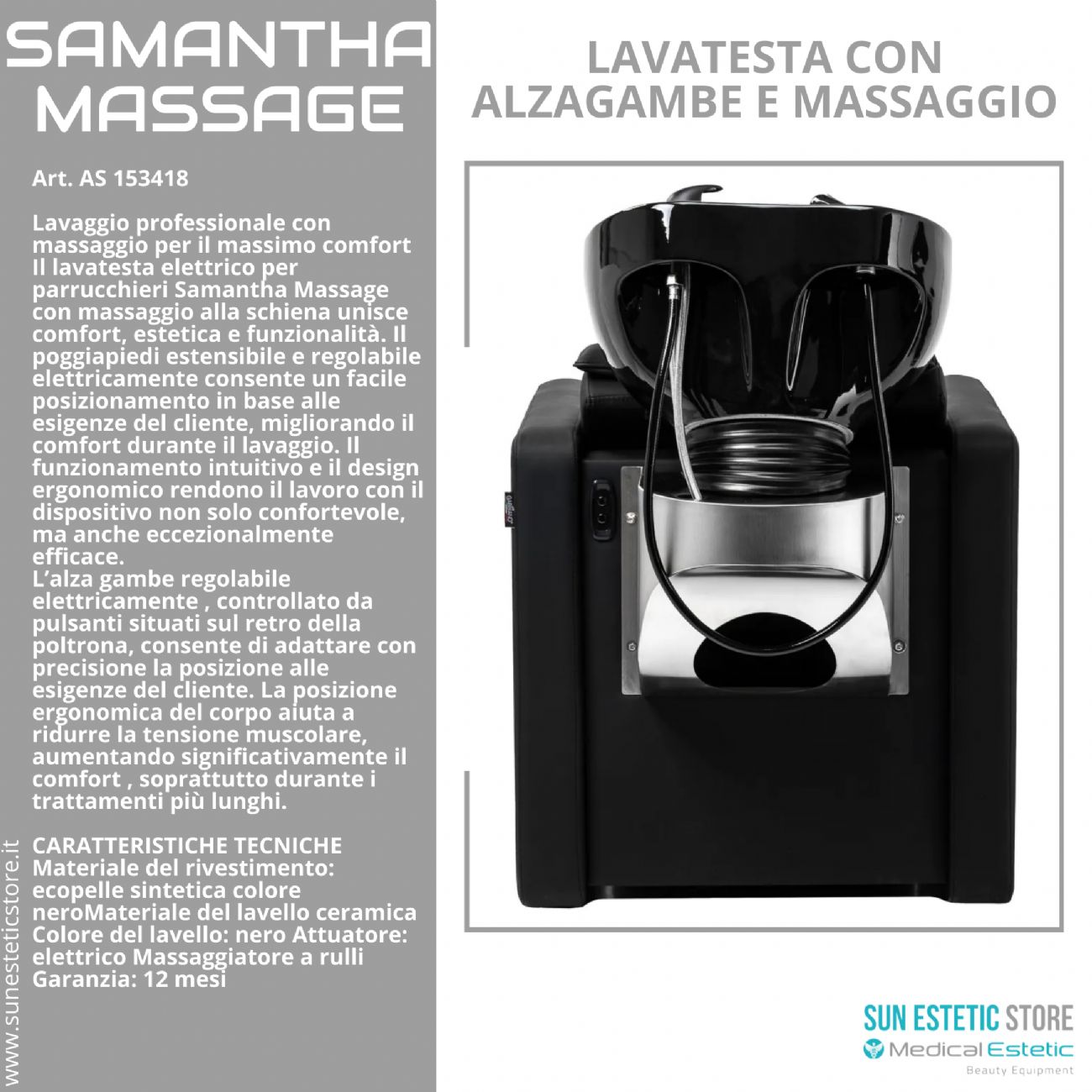 Samantha Massage lavatesta lavaggio con alzagambe e massaggio