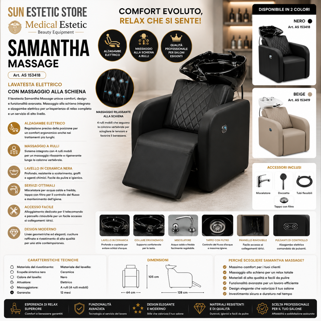 Samantha Massage lavatesta lavaggio con alzagambe e massaggio