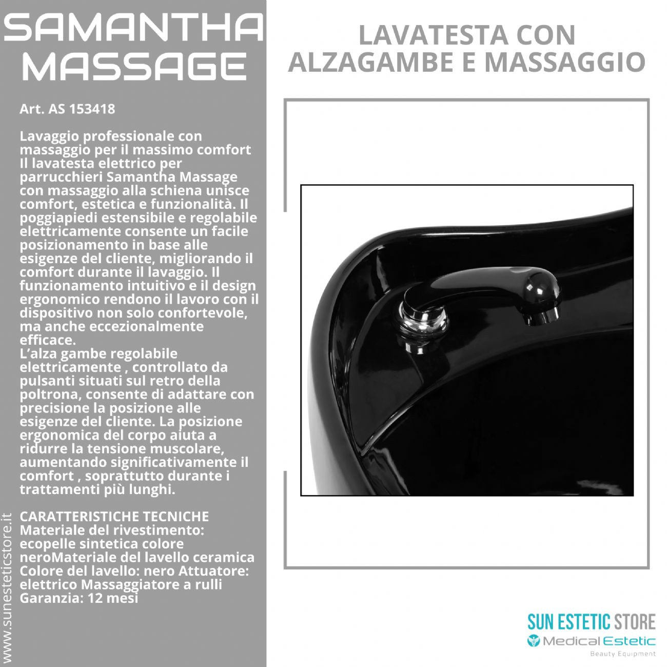 Samantha Massage lavatesta lavaggio con alzagambe e massaggio