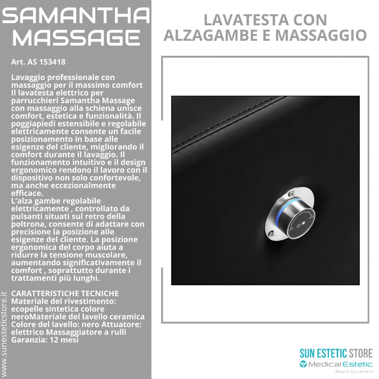 Samantha Massage lavatesta lavaggio con alzagambe e massaggio