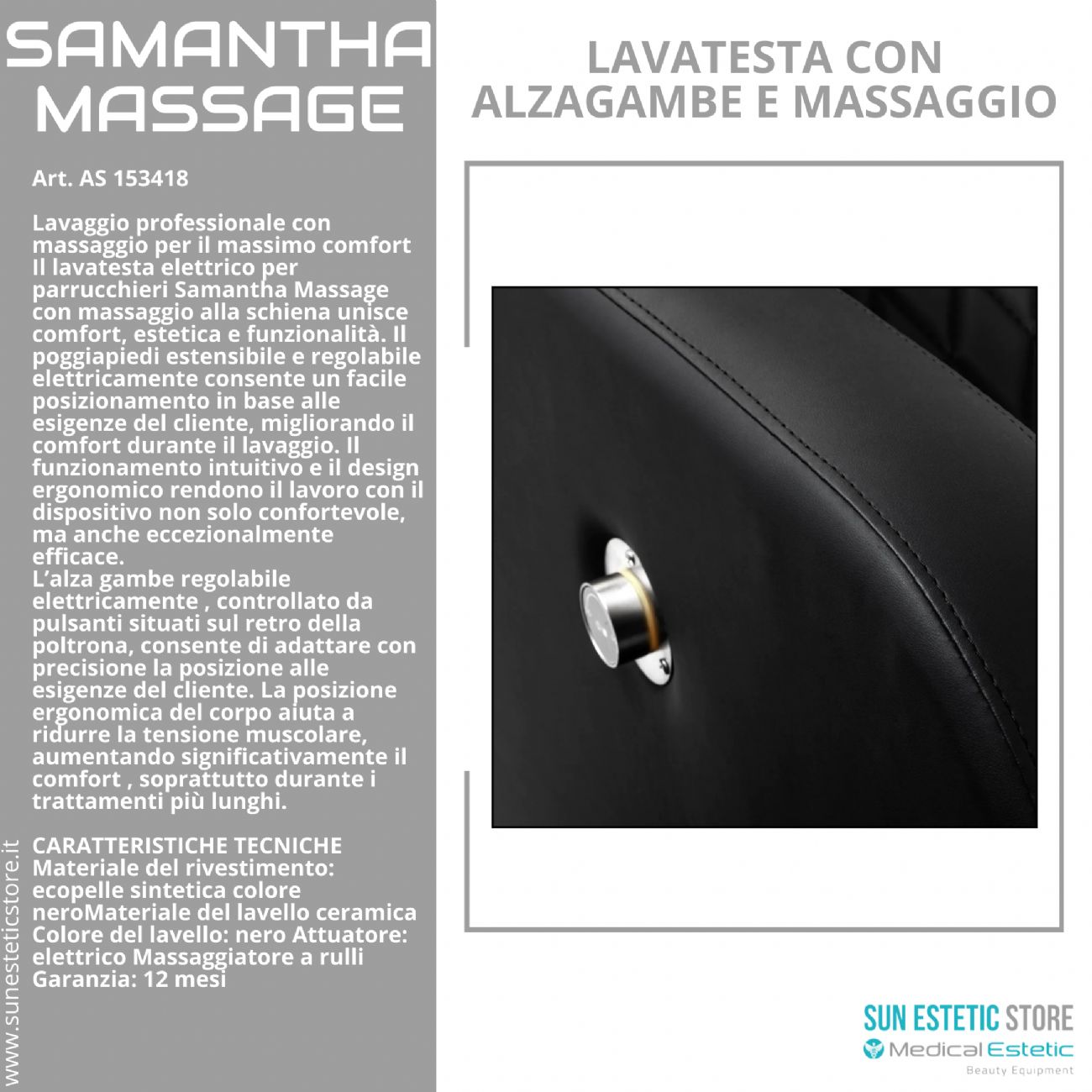 Samantha Massage lavatesta lavaggio con alzagambe e massaggio