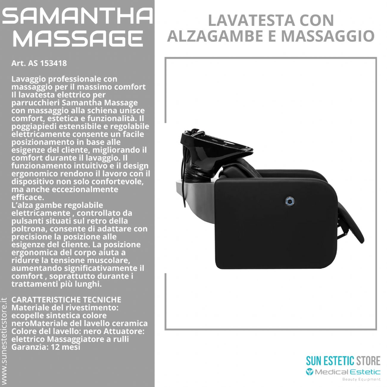 Samantha Massage lavatesta lavaggio con alzagambe e massaggio