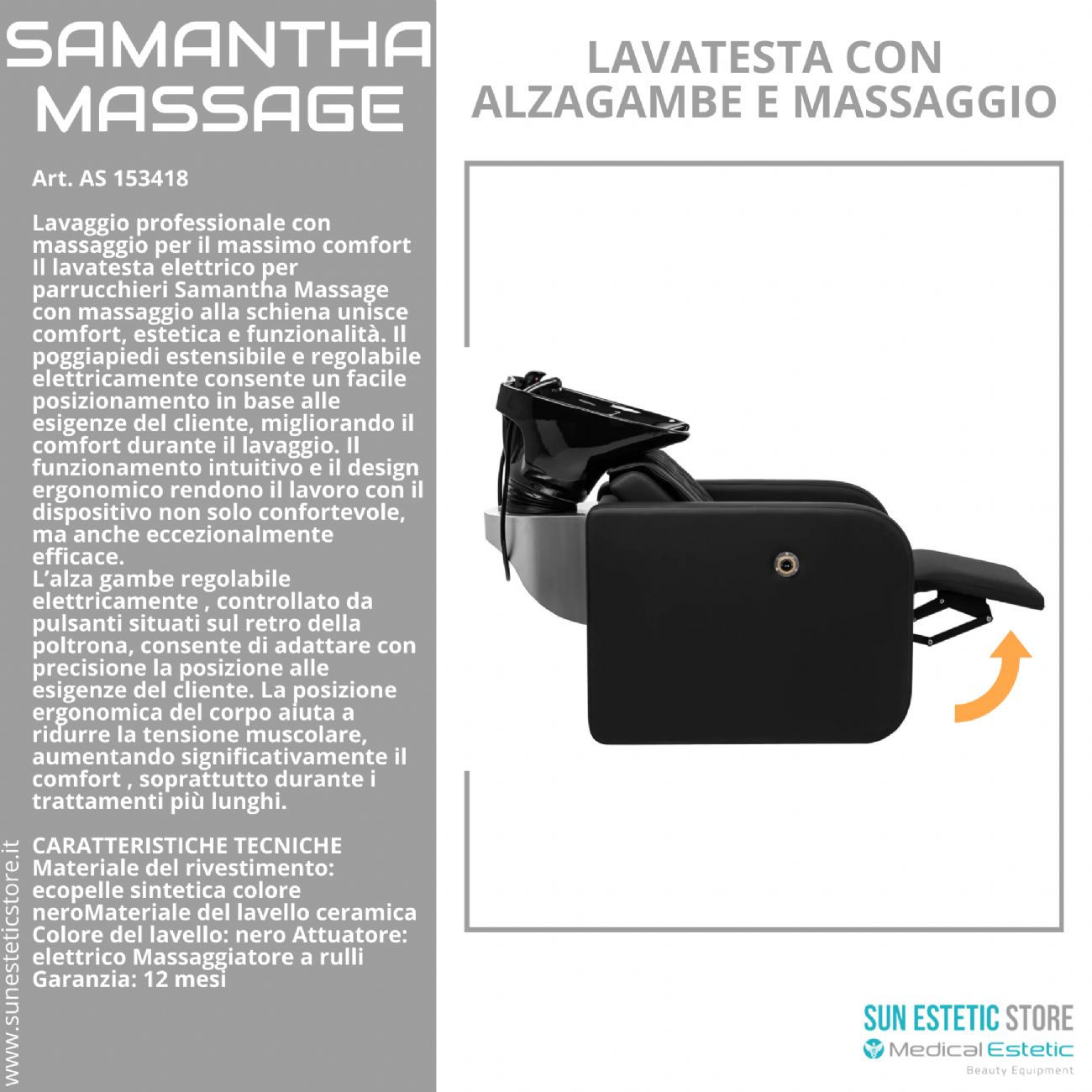 Samantha Massage lavatesta lavaggio con alzagambe e massaggio