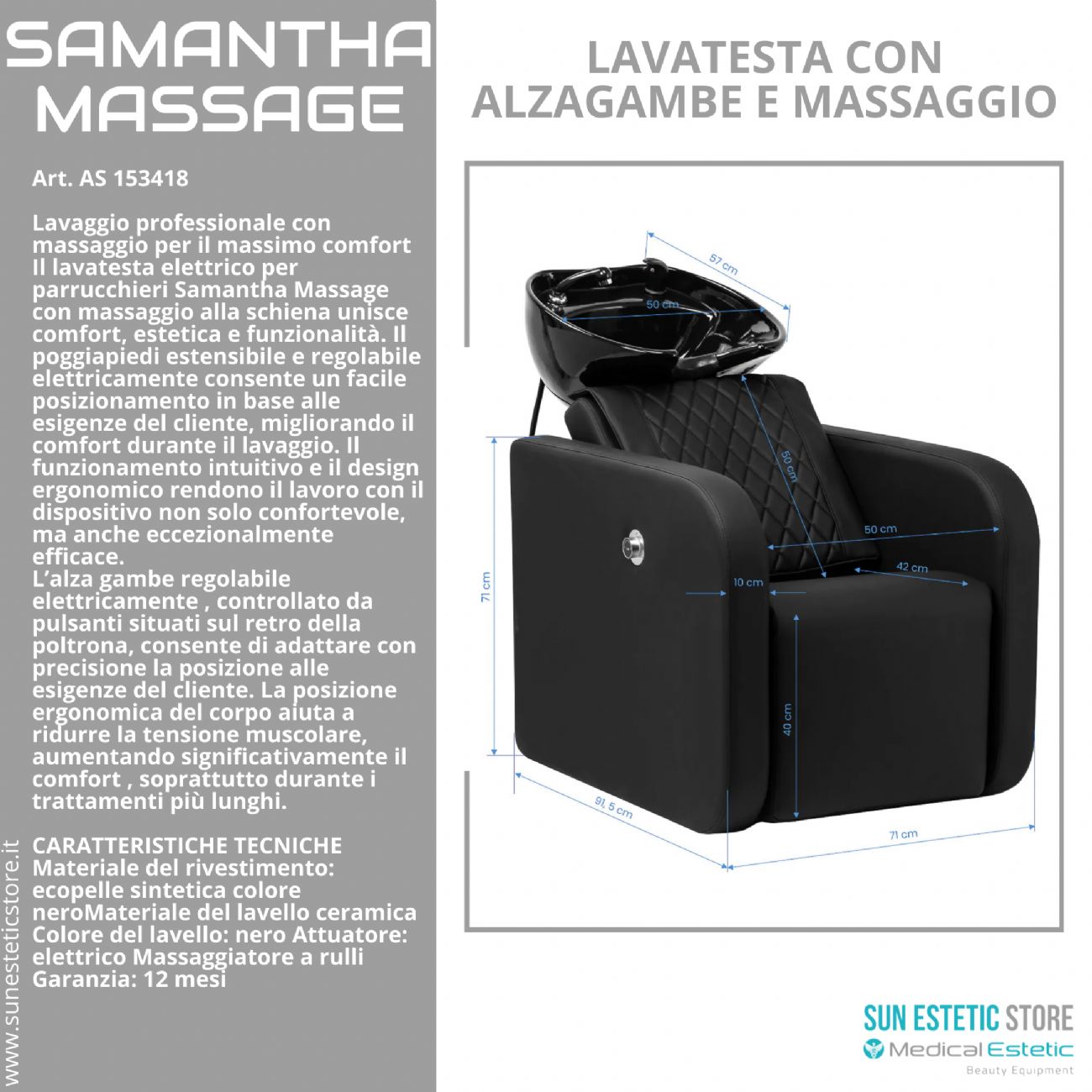 Samantha Massage lavatesta lavaggio con alzagambe e massaggio