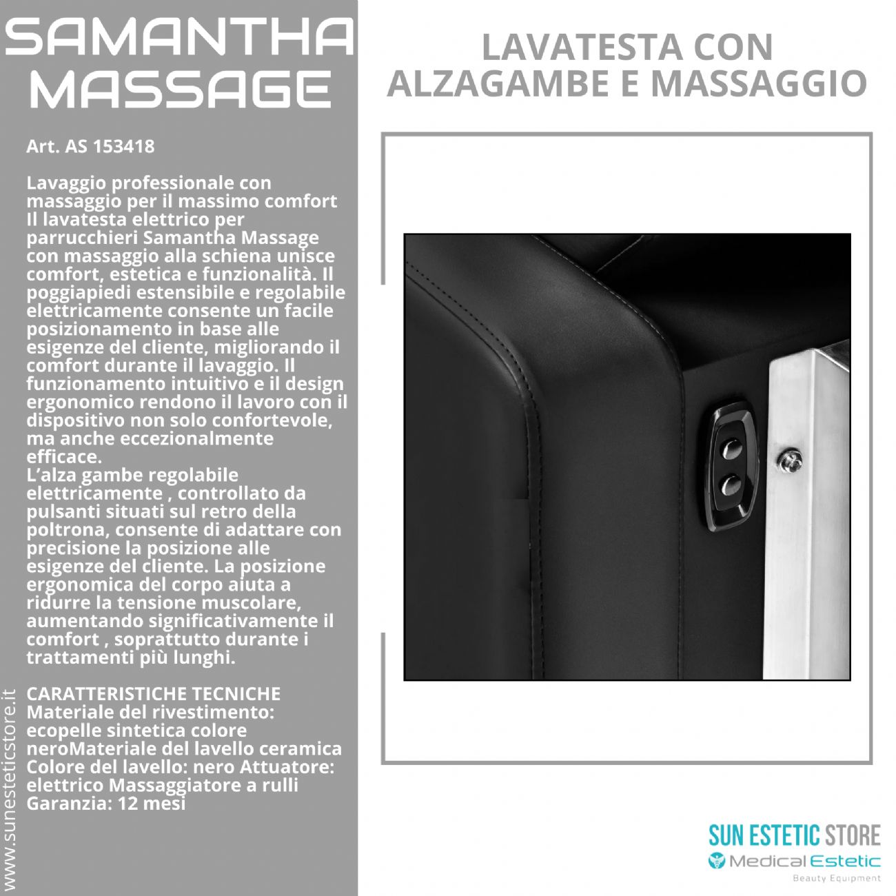 Samantha Massage lavatesta lavaggio con alzagambe e massaggio