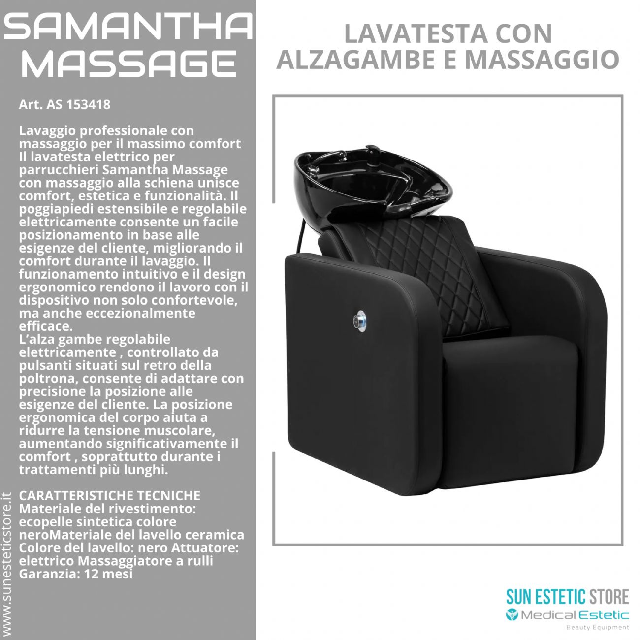 Samantha Massage lavatesta lavaggio con alzagambe e massaggio