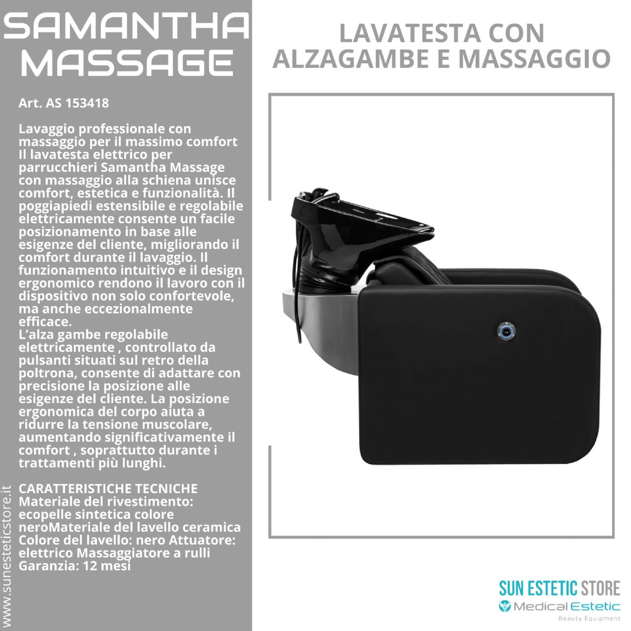 Samantha Massage lavatesta lavaggio con alzagambe e massaggio