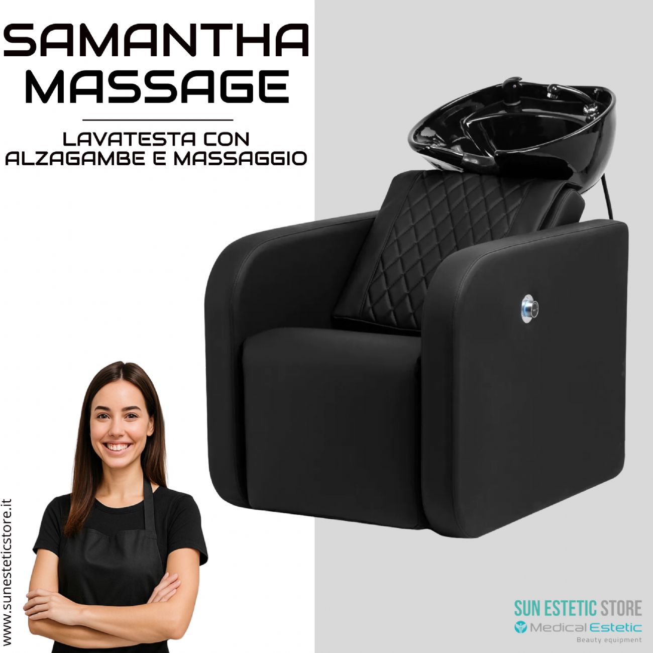 Samantha Massage lavatesta lavaggio con alzagambe e massaggio