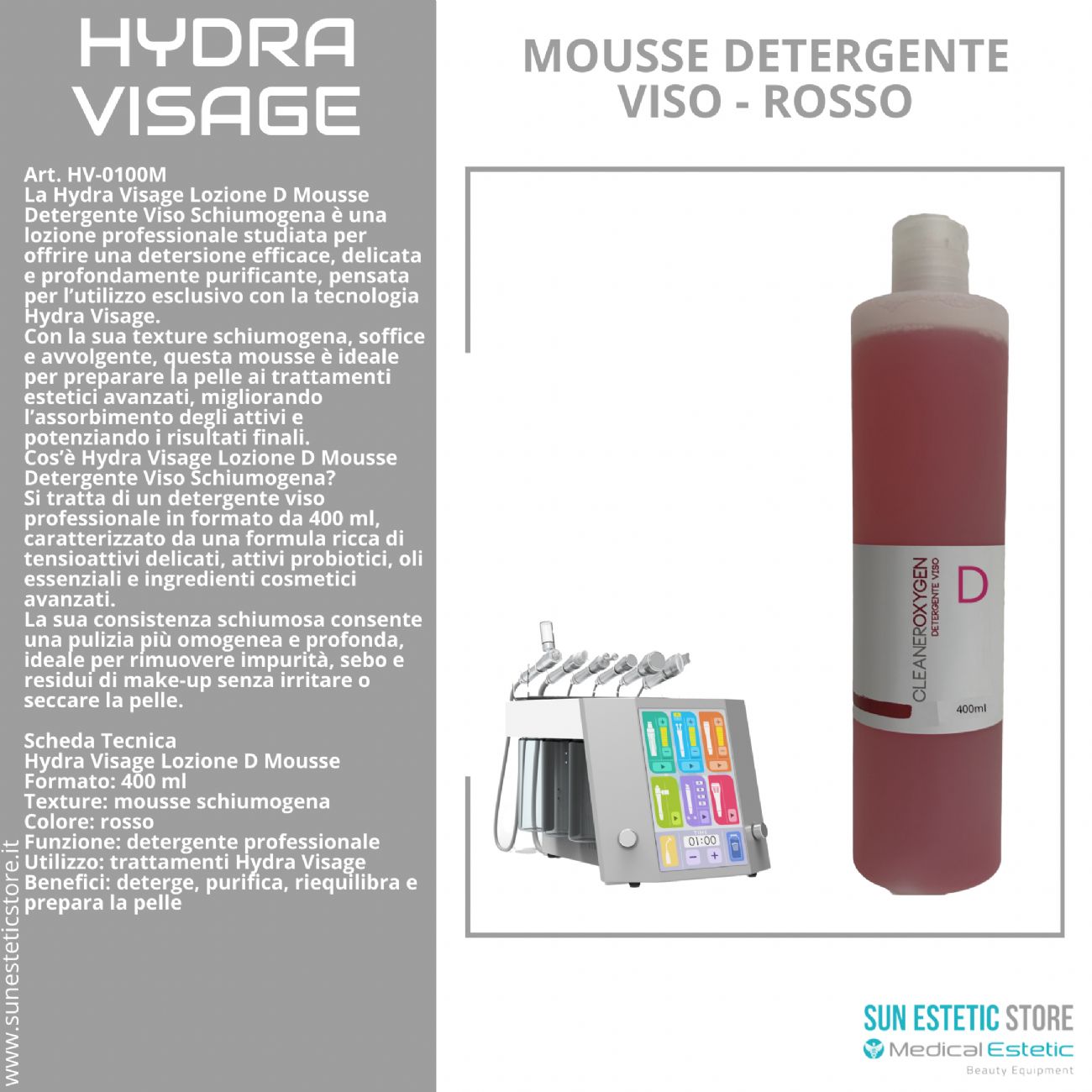 Hydra Visage D mousse detergente schiumogena viso – Rosso