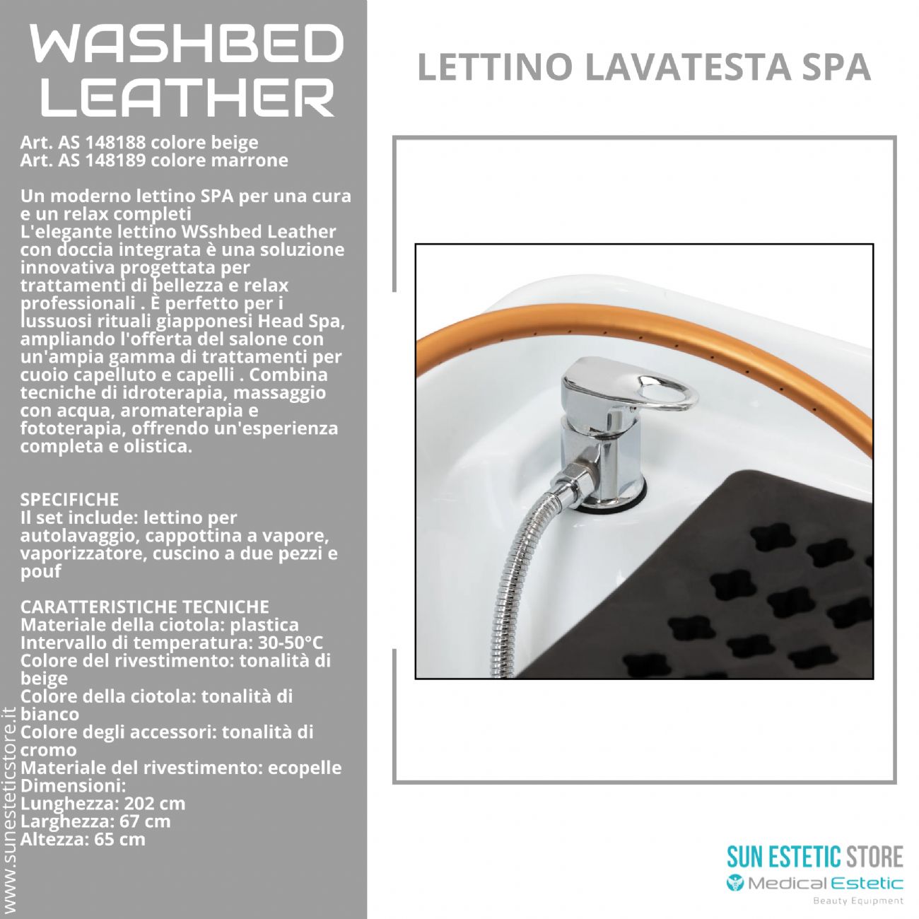 Washbed Leather lettino lavaggio spa con vapore
