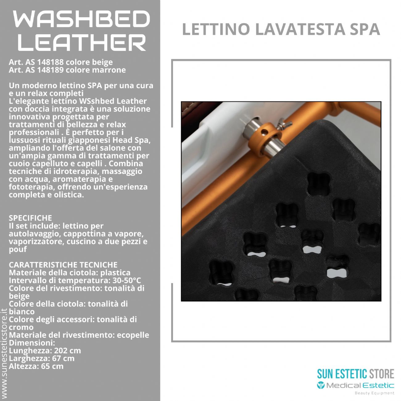 Washbed Leather lettino lavaggio spa con vapore