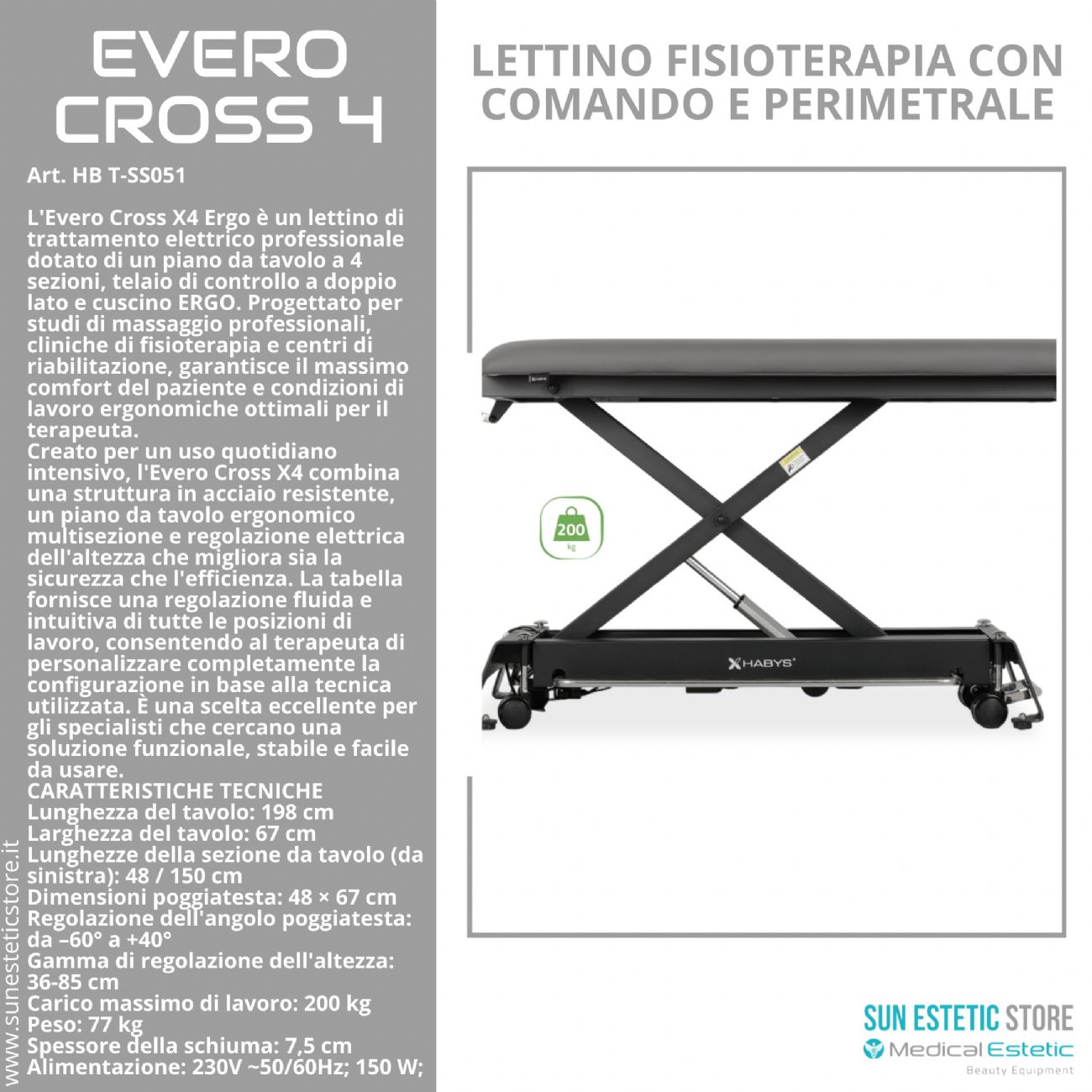 Evero Cross X4 Ergo lettino fisioterapia 4 sezioni