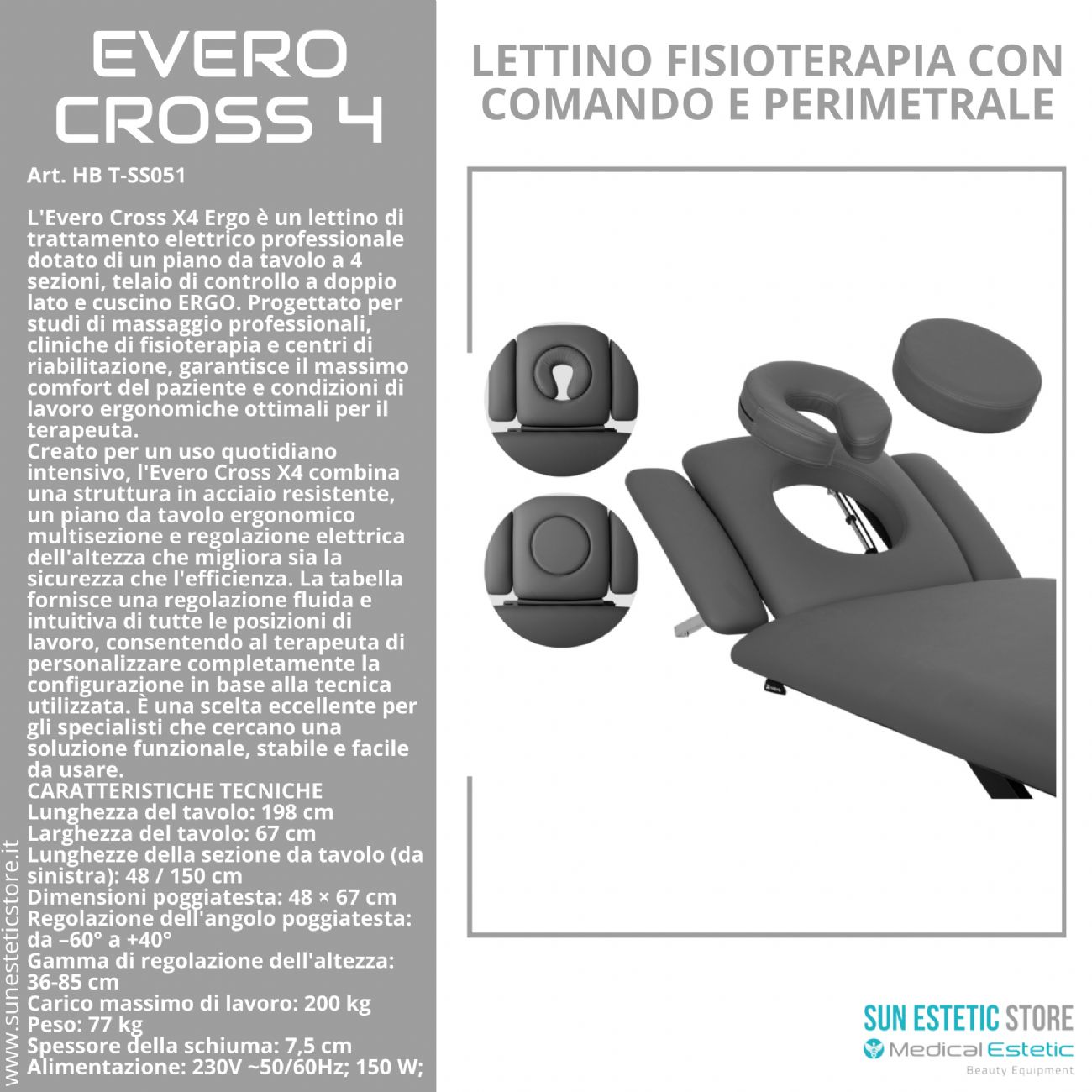 Evero Cross X4 Ergo lettino fisioterapia 4 sezioni