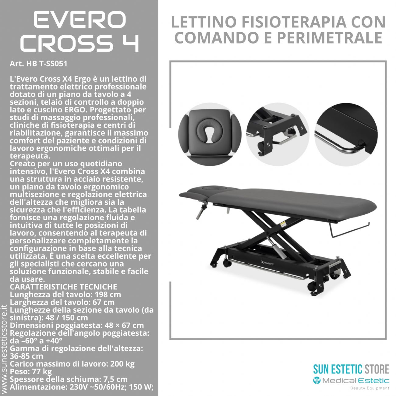 Evero Cross X4 Ergo lettino fisioterapia 4 sezioni