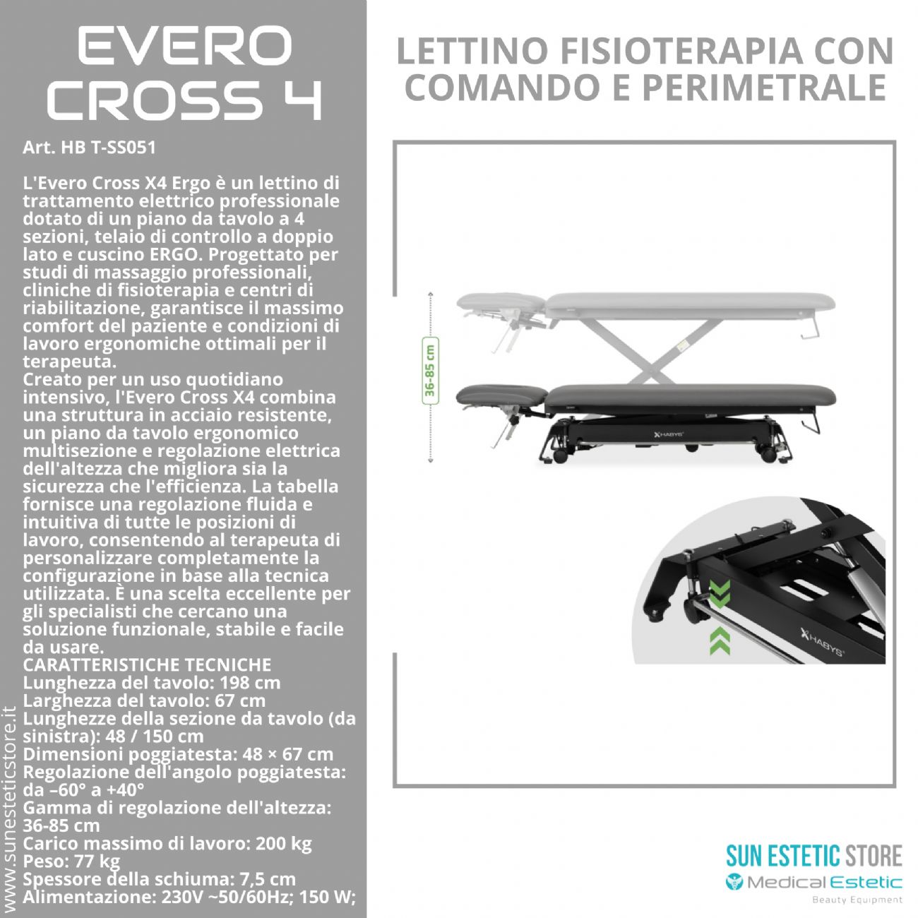 Evero Cross X4 Ergo lettino fisioterapia 4 sezioni