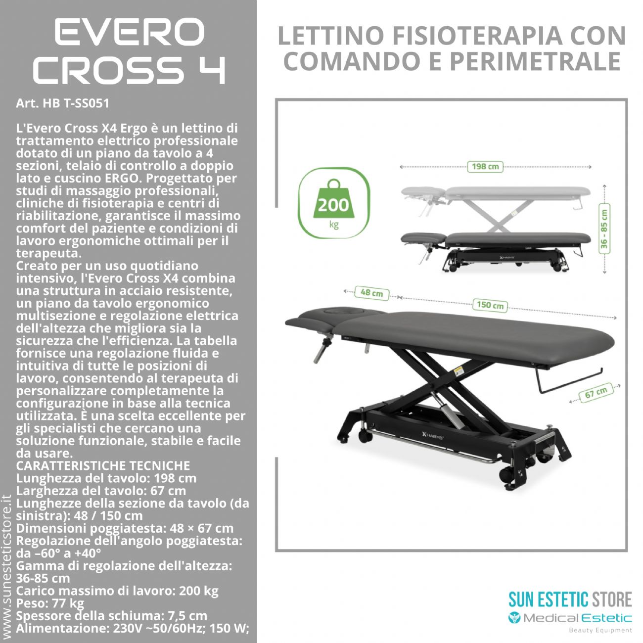 Evero Cross X4 Ergo lettino fisioterapia 4 sezioni