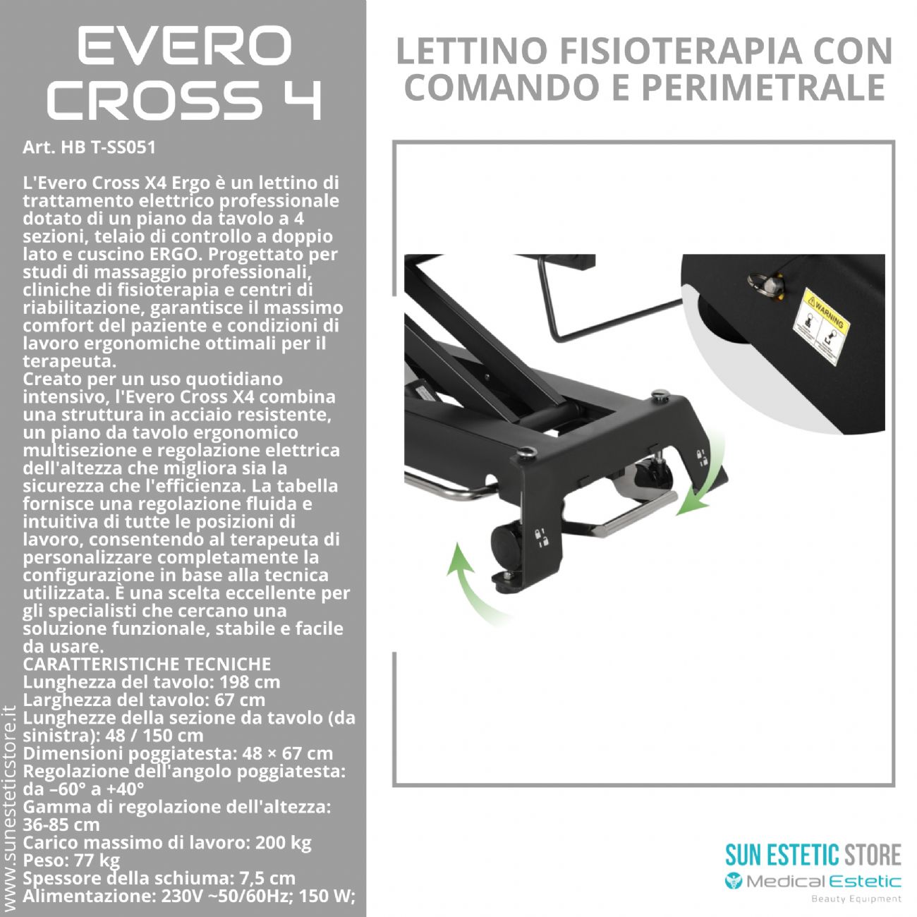 Evero Cross X4 Ergo lettino fisioterapia 4 sezioni