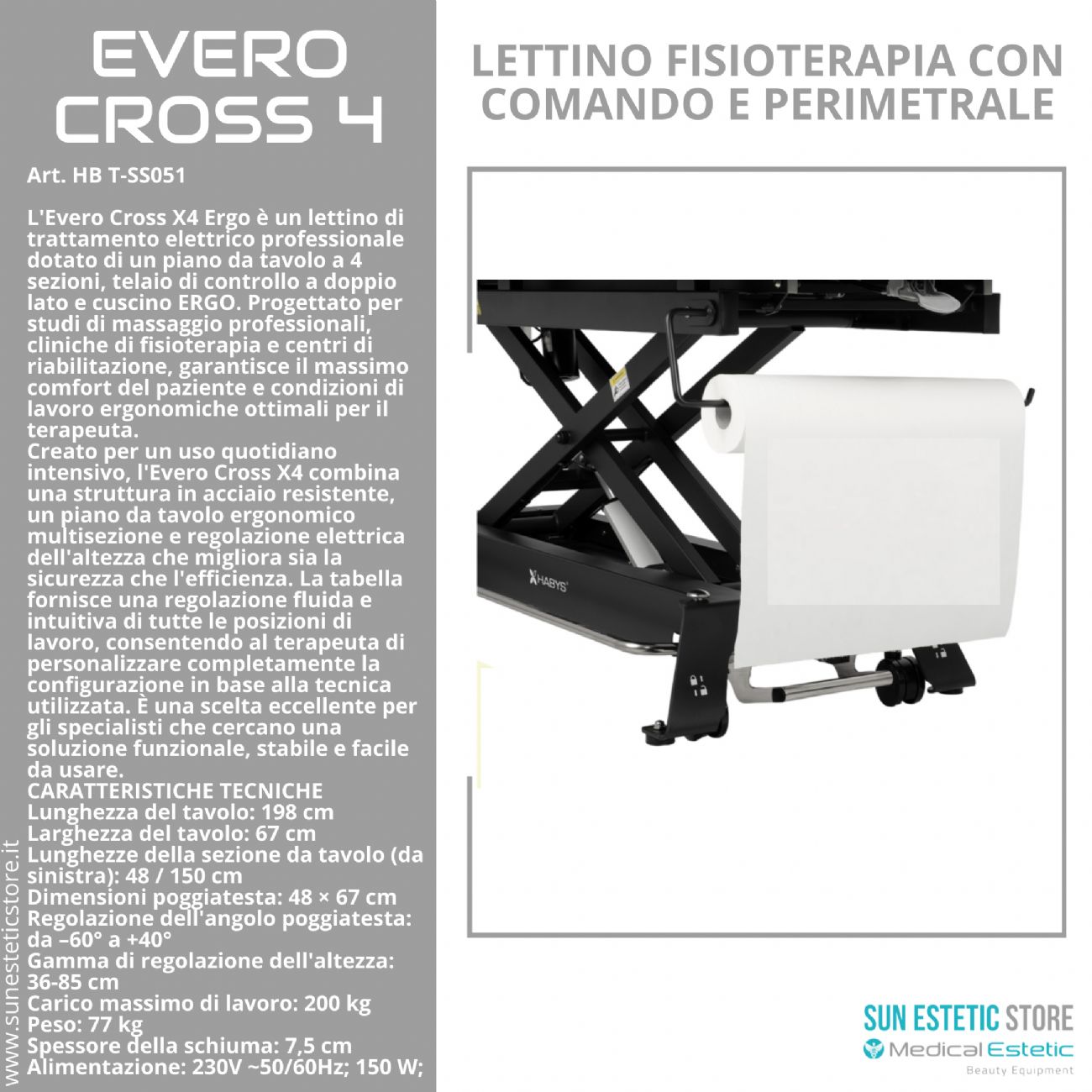 Evero Cross X4 Ergo lettino fisioterapia 4 sezioni