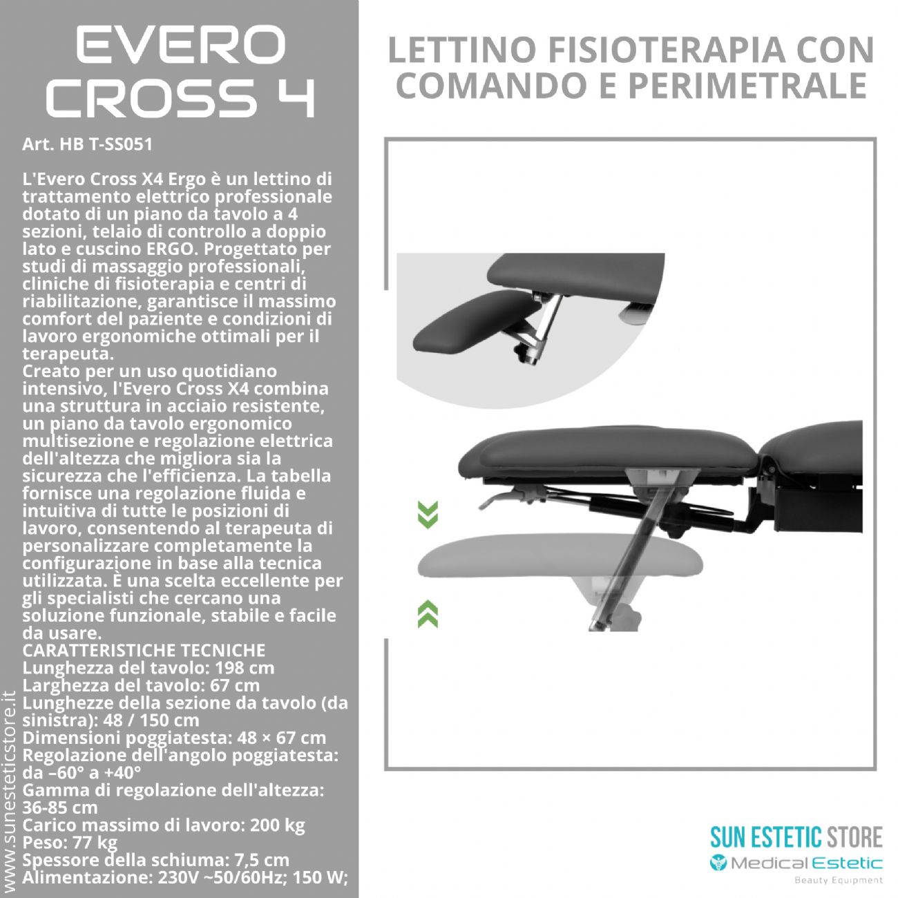 Evero Cross X4 Ergo lettino fisioterapia 4 sezioni