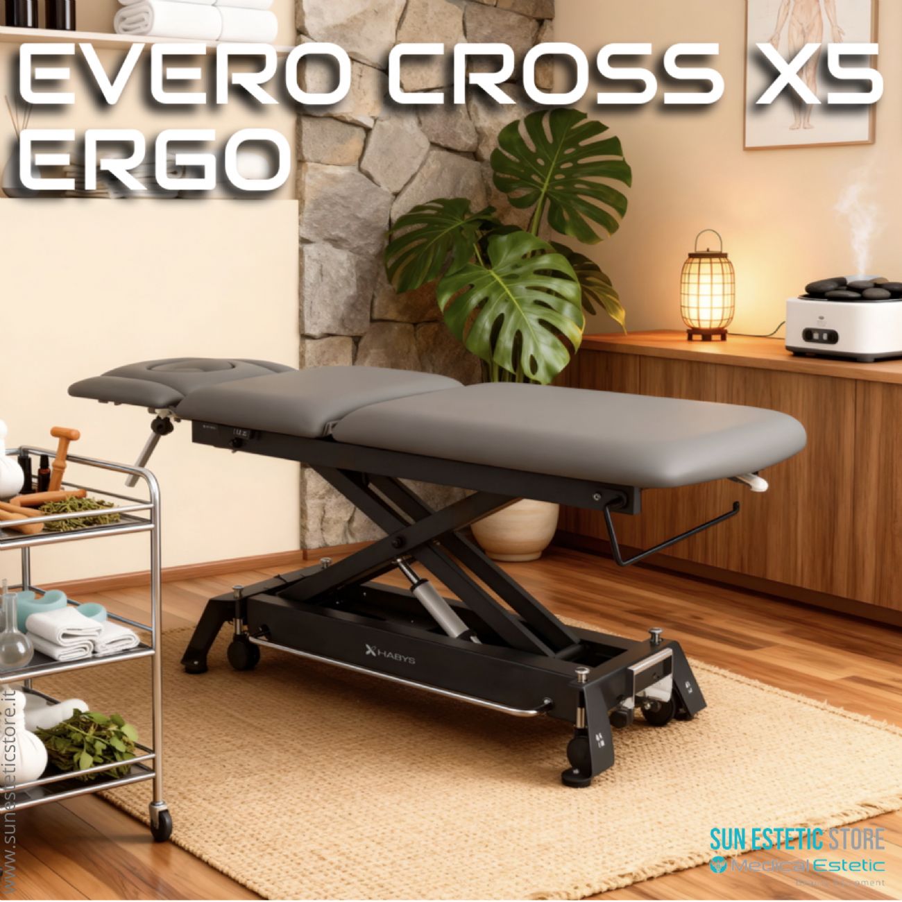 Evero Cross X5 Ergo lettino fisioterapia 5 sezioni con comando a piede