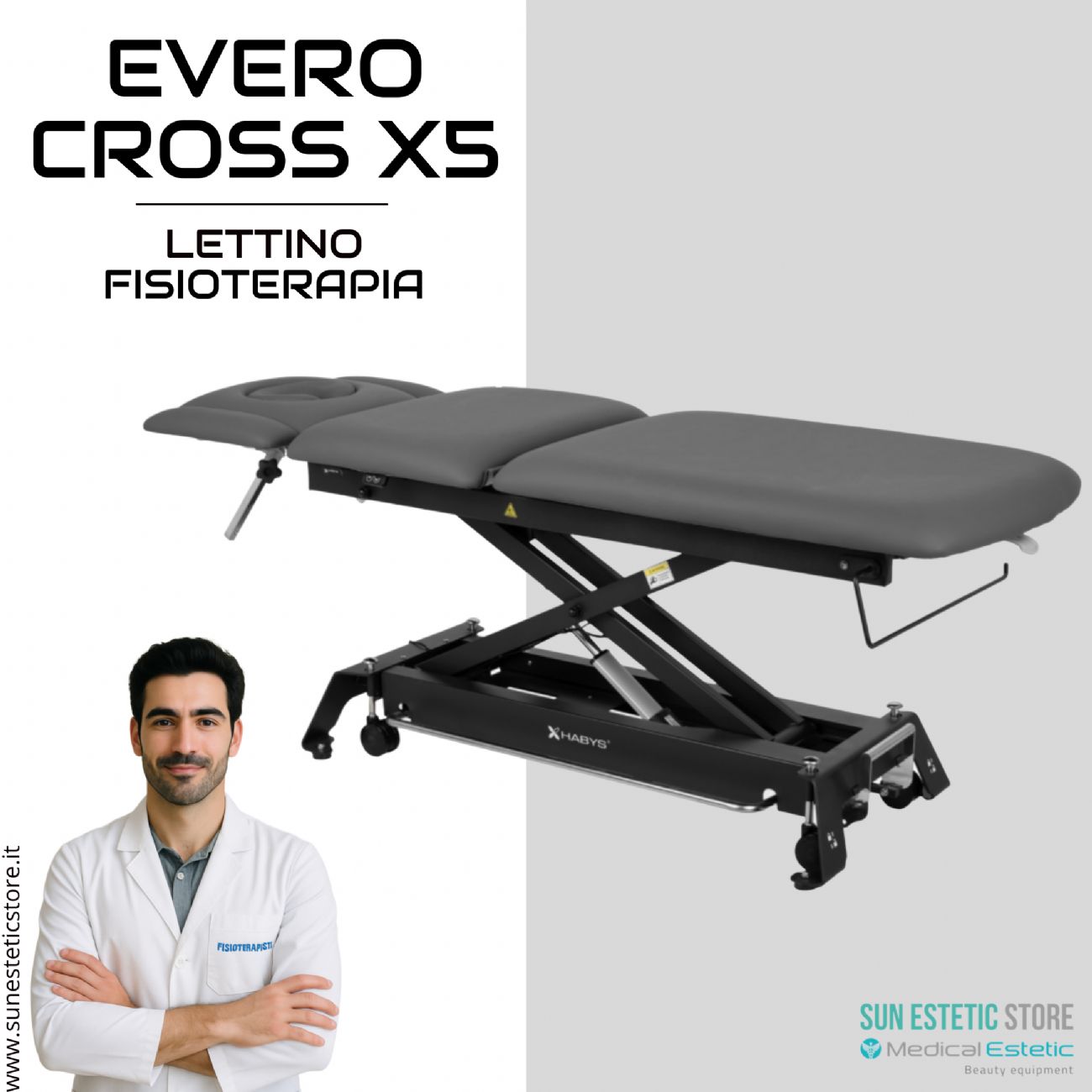 Evero Cross X5 Ergo lettino fisioterapia 5 sezioni con comando a piede