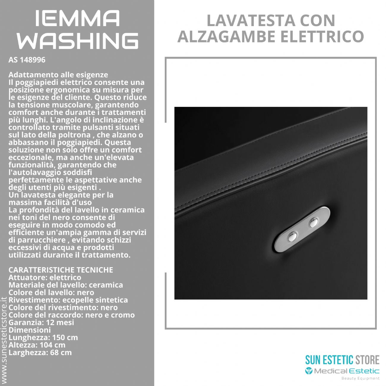 Iemma Washing lavatesta con alzagambe elettrico