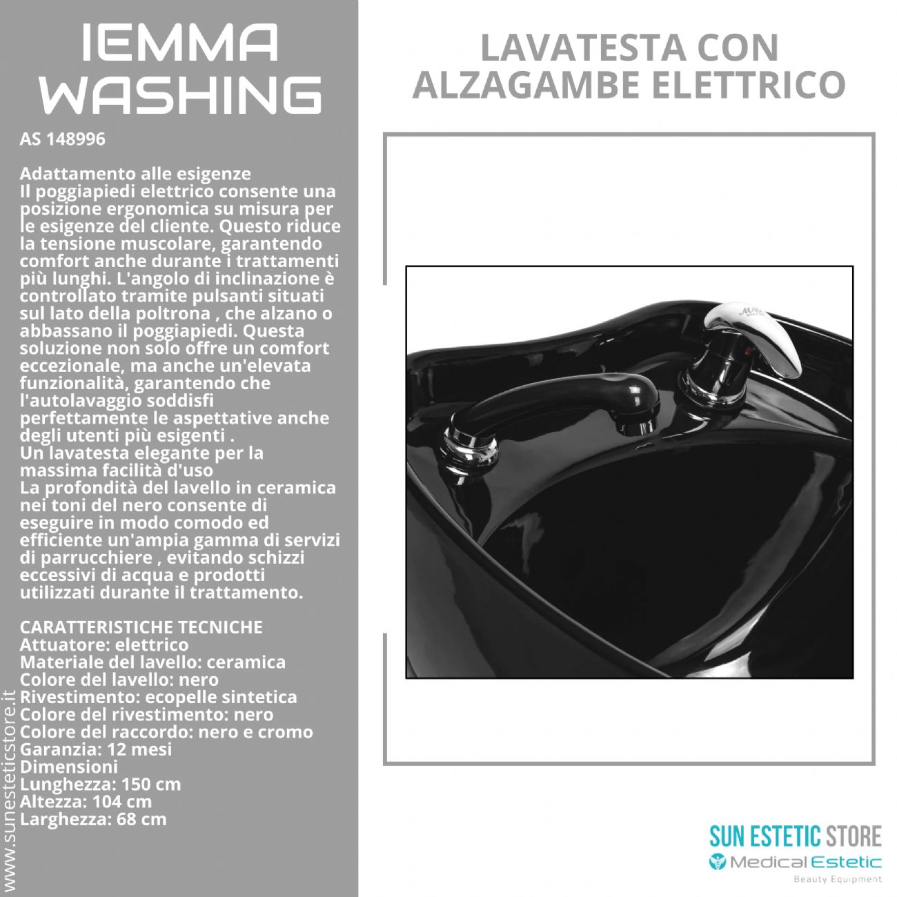 Iemma Washing lavatesta con alzagambe elettrico