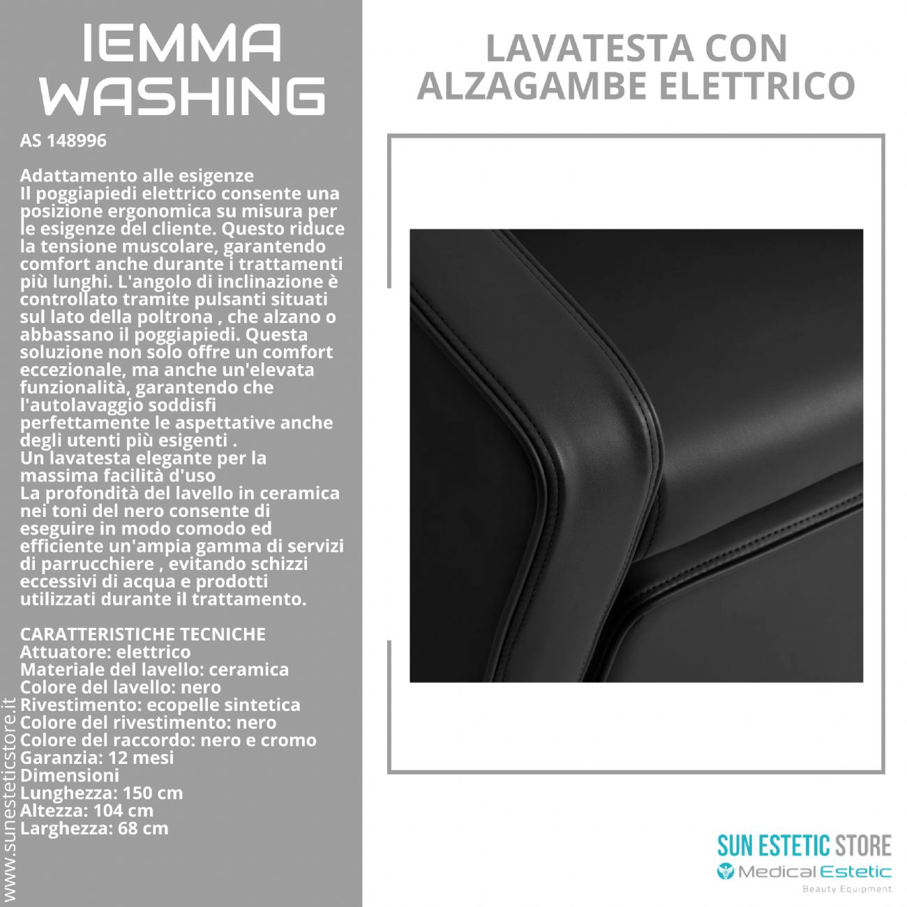 Iemma Washing lavatesta con alzagambe elettrico
