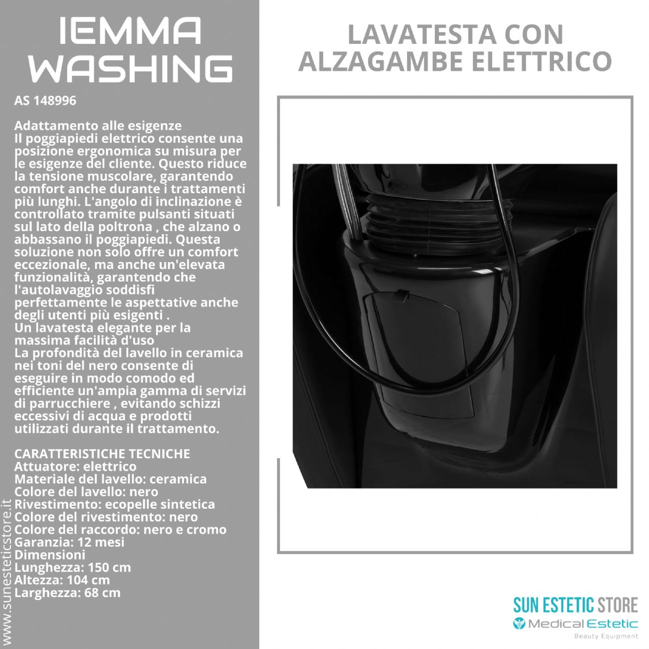 Iemma Washing lavatesta con alzagambe elettrico