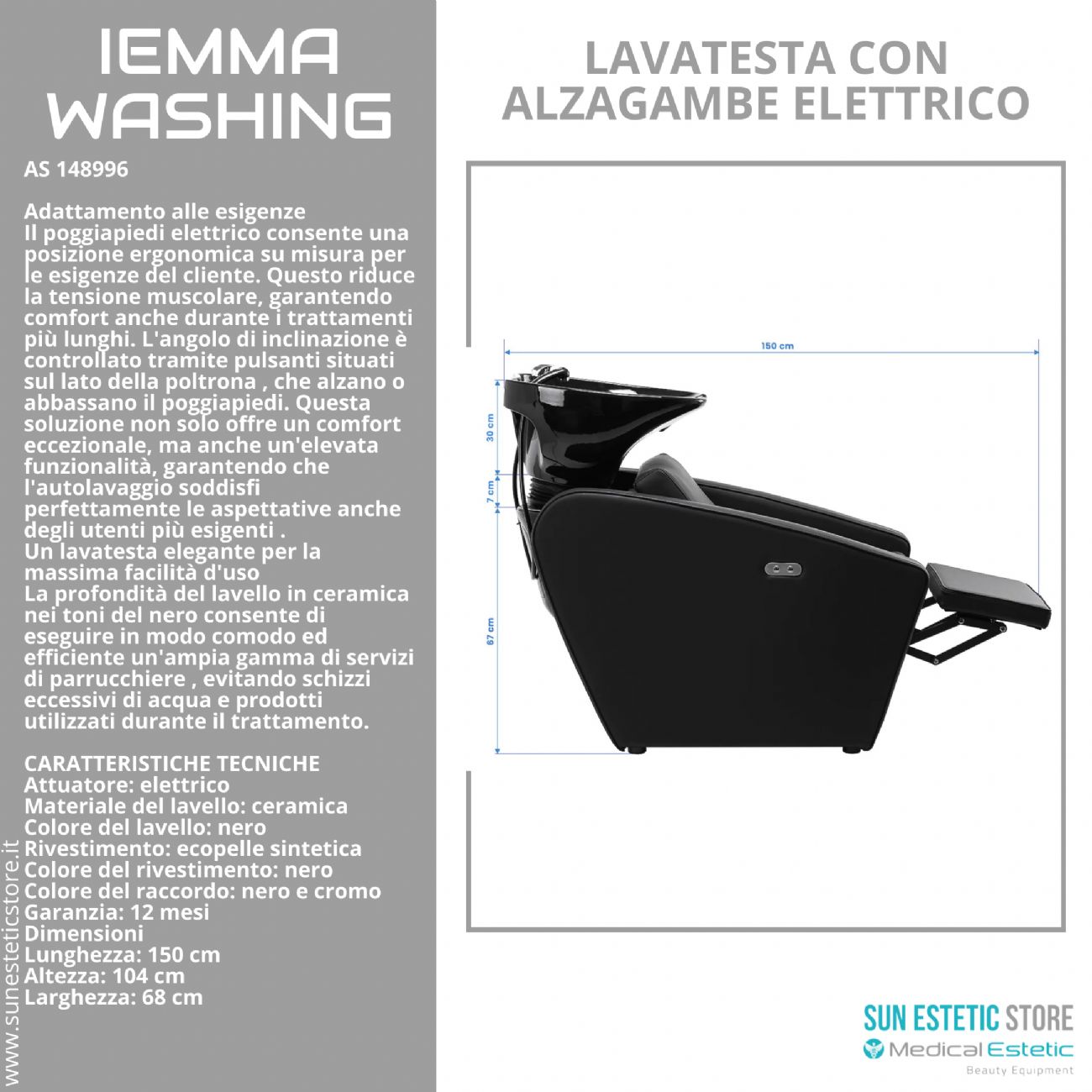 Iemma Washing lavatesta con alzagambe elettrico