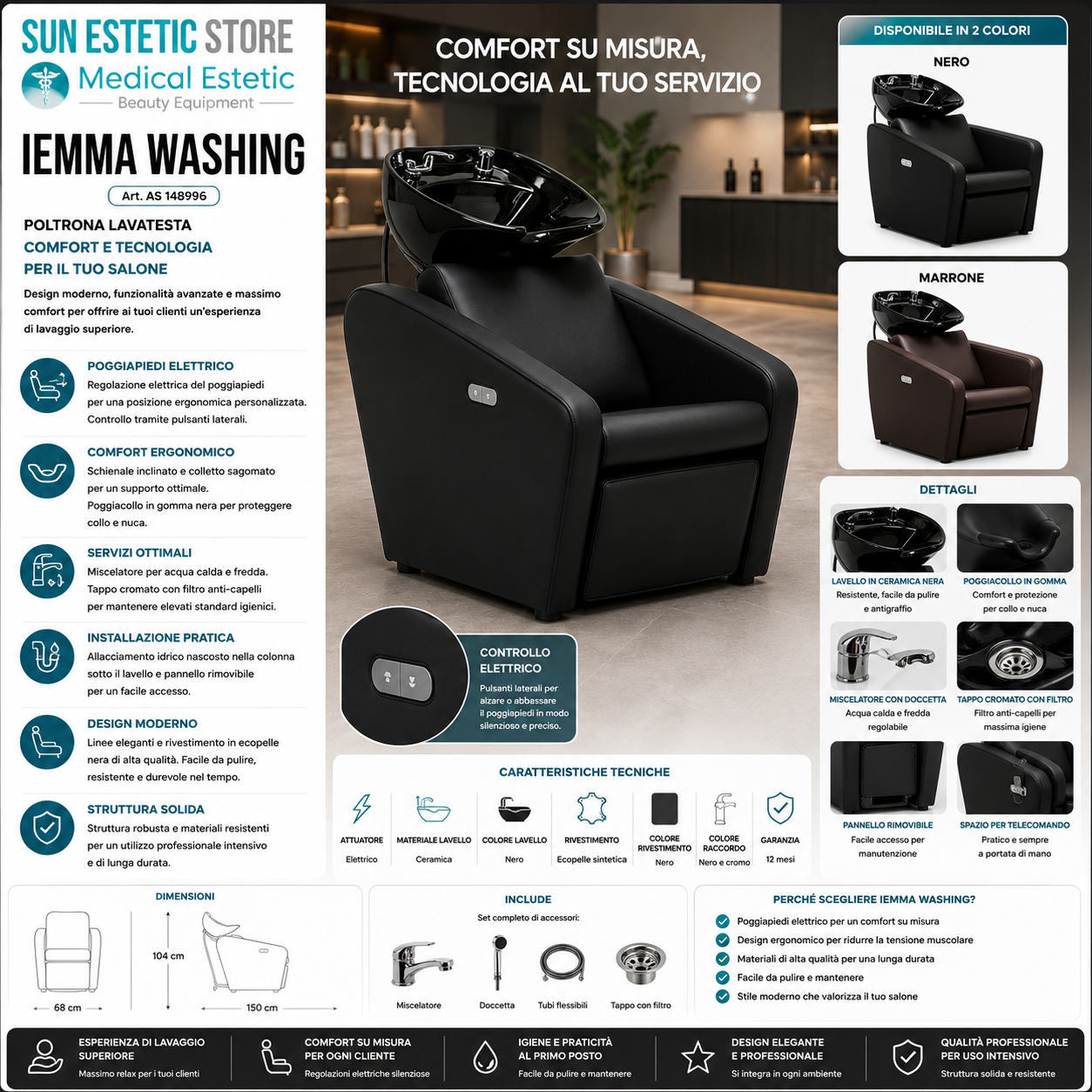 Iemma Washing lavatesta con alzagambe elettrico